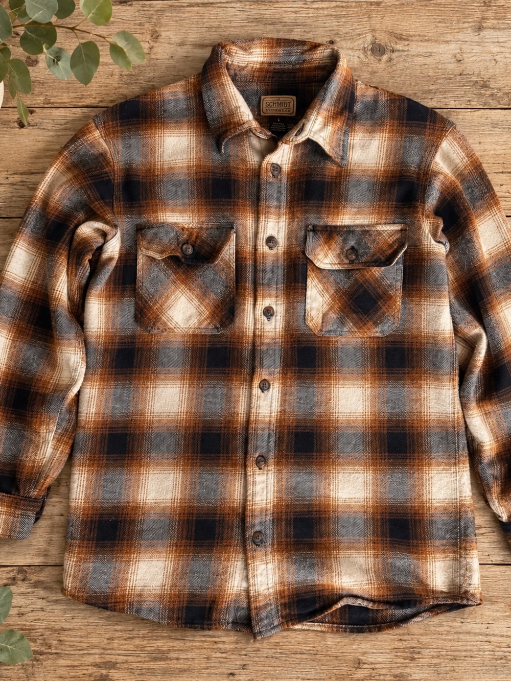 Schmidt Workwear Brown Plaid Heavy 100% Cotton Flannel Shirt Jacket M
